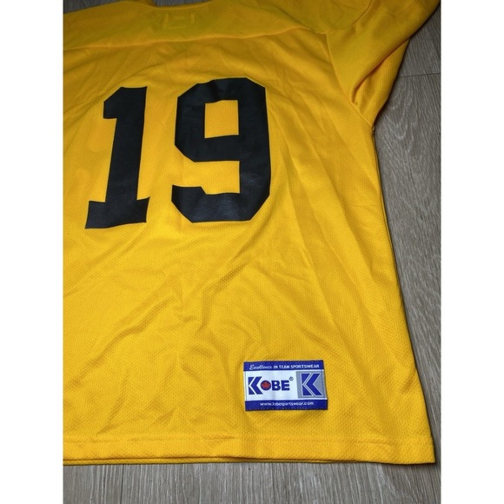 Vintage 90's Kobe Houston Aeros #19 Yellow Hockey Jersey IHL Rare Men Size SMALL - Picture 6 of 8